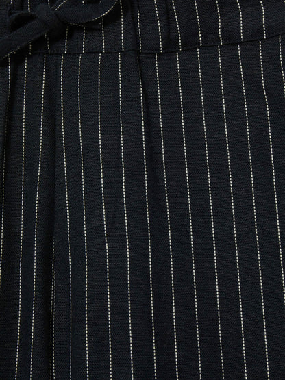 Reiss Linen-Blend Drawstring Trousers in Navy Stripe