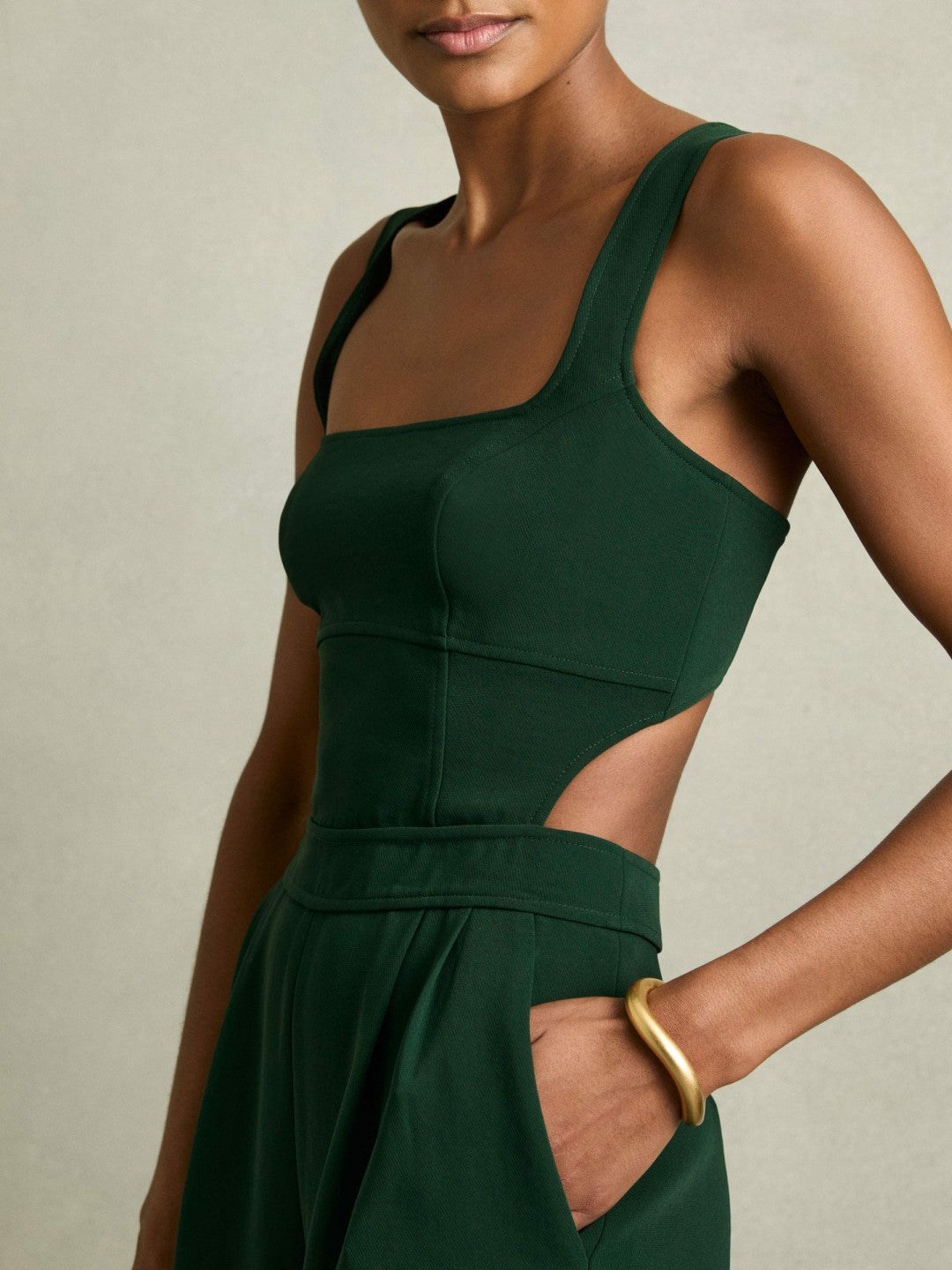 Reiss Wide-Leg Cut-Out Jumpsuit in Green