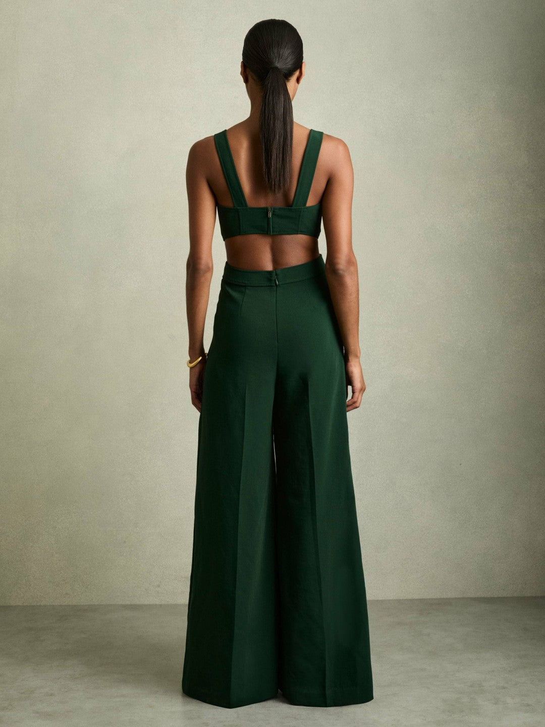 Reiss Wide-Leg Cut-Out Jumpsuit in Green