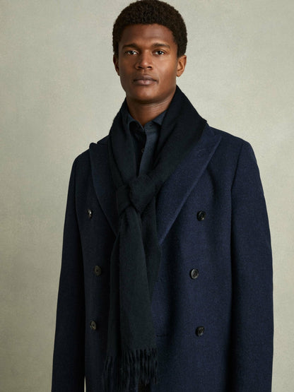 Reiss Wool and Cashmere Scarf in Navy
