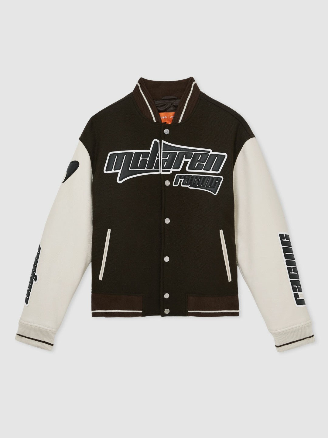 Reiss McLaren F1 Team Bomber Jacket in Brown/Ivory/White