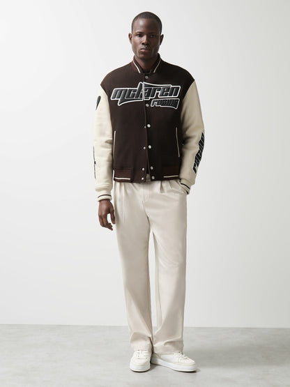 Reiss McLaren F1 Team Bomber Jacket in Brown/Ivory/White
