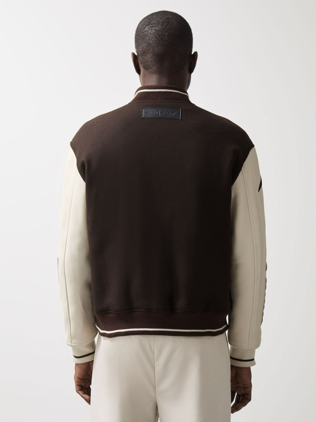 Reiss McLaren F1 Team Bomber Jacket in Brown/Ivory/White