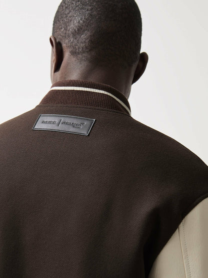 Reiss McLaren F1 Team Bomber Jacket in Brown/Ivory/White