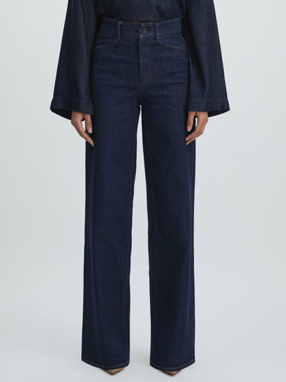 Reiss Paige High Rise Wide Leg Jeans in Edinburgh Dark Blue