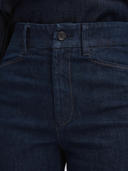 Reiss Paige High Rise Wide Leg Jeans in Edinburgh Dark Blue