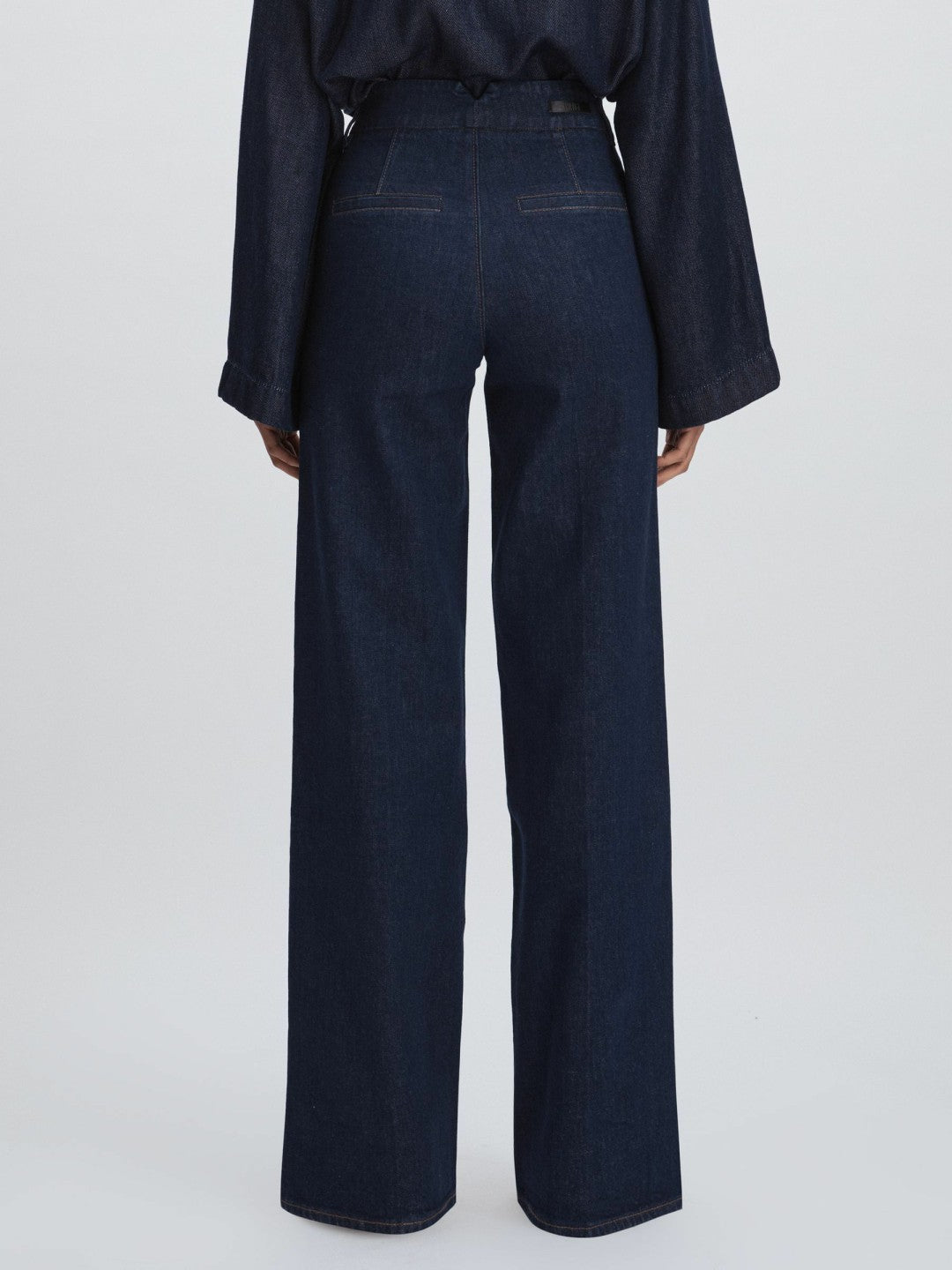 Reiss Paige High Rise Wide Leg Jeans in Edinburgh Dark Blue