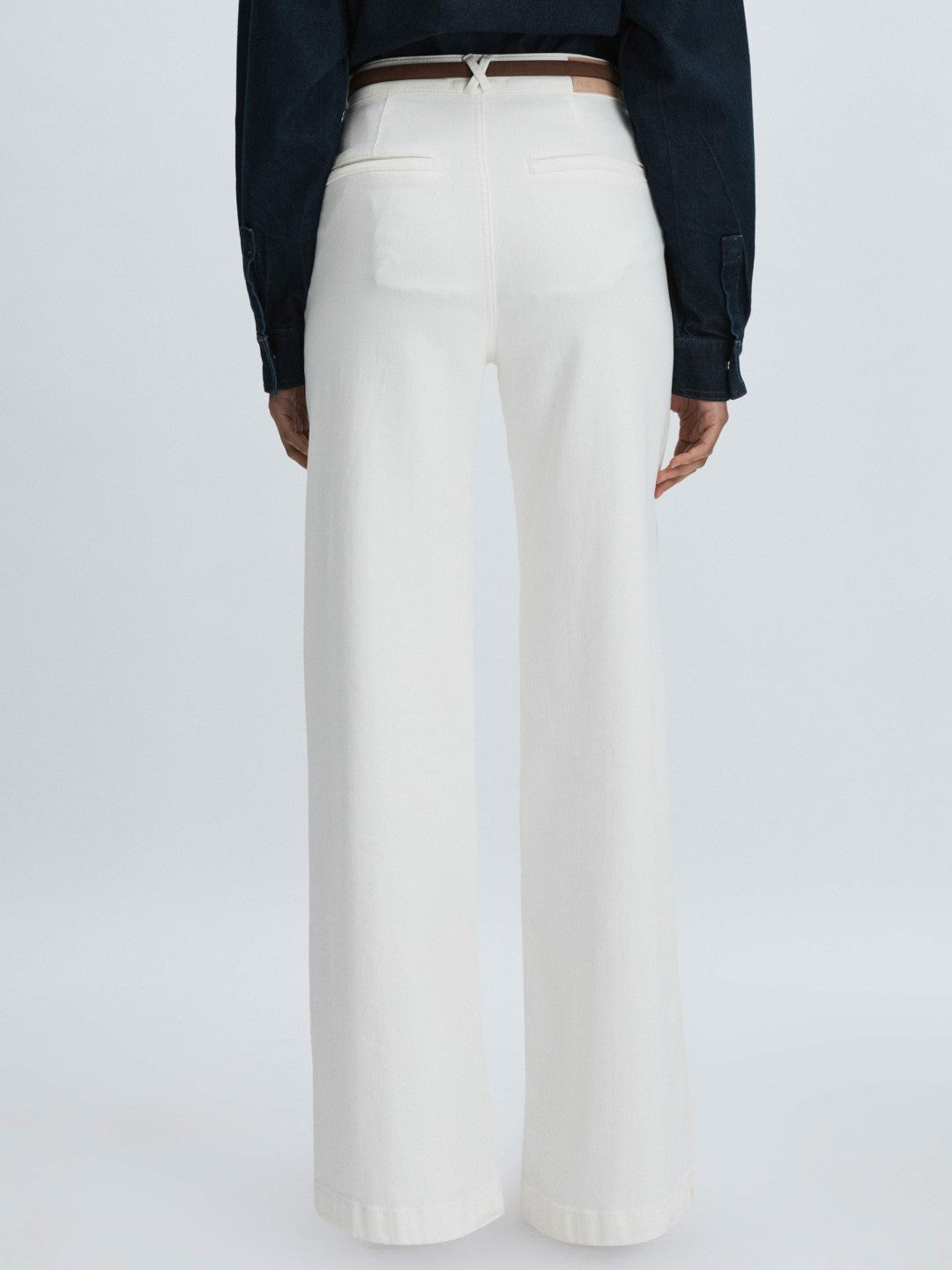 Reiss Paige Wide-Leg Patch Pocket Jeans in Ecru