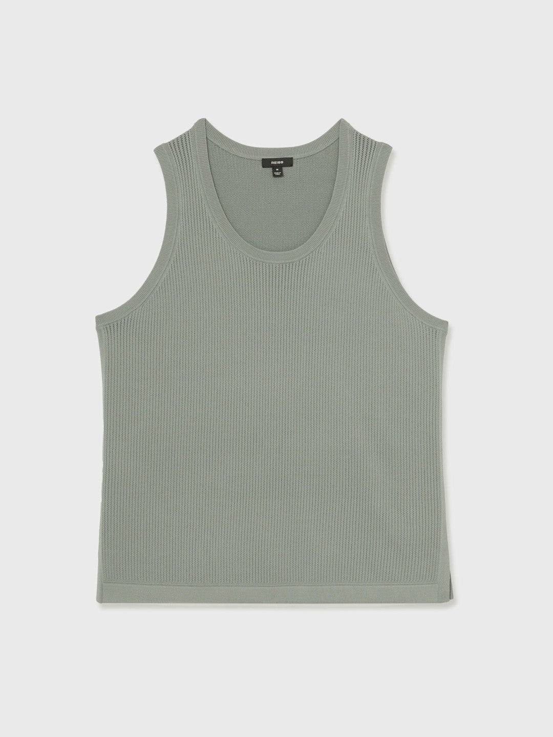 Reiss Textured Crew Neck Ribbed Vest in Sage Green