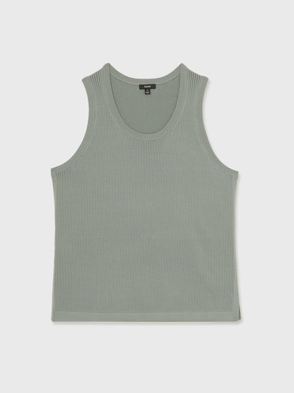 Reiss Textured Crew Neck Ribbed Vest in Sage Green