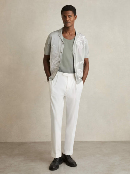 Reiss Textured Crew Neck Ribbed Vest in Sage Green