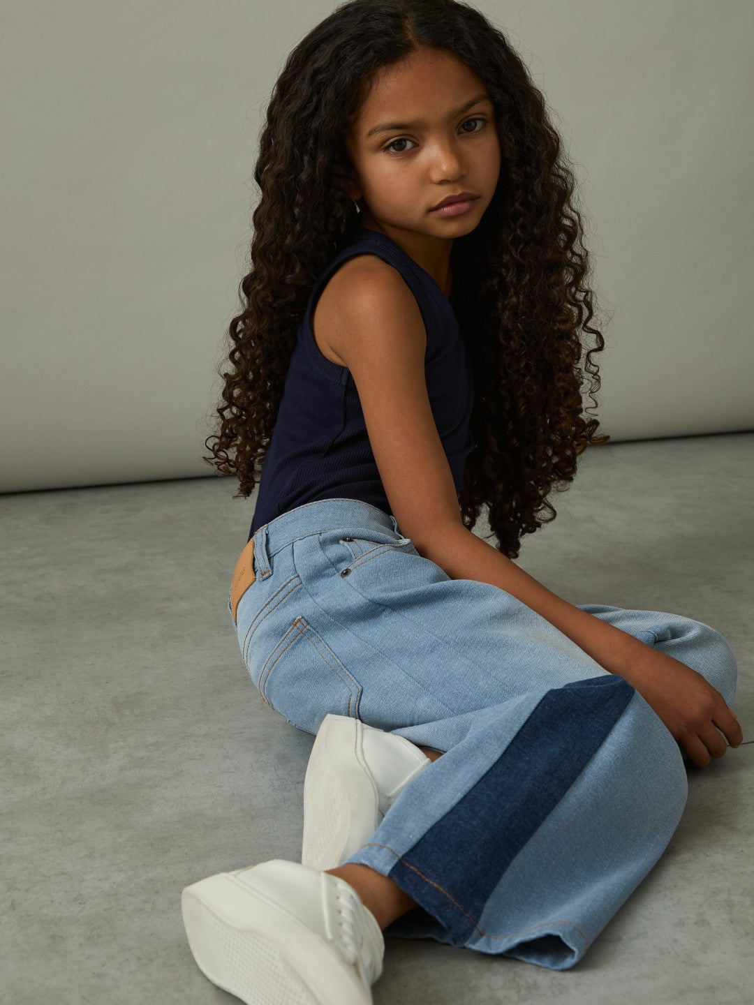 Reiss 13-14 yrs Patchwork Denim Jeans Two-Tone in Blue