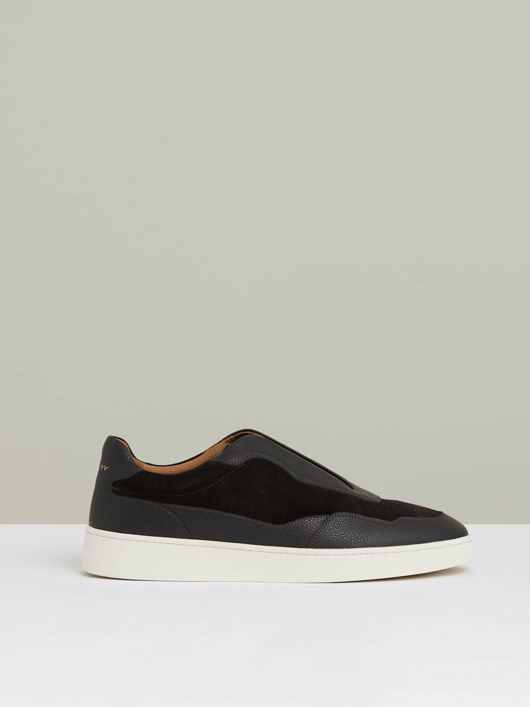 Reiss Leather Elasticated-Lace Trainers in Espresso Brown