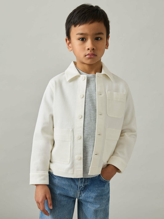 Reiss Cotton-Blend Work Jacket in Off White