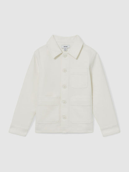 Reiss Cotton-Blend Work Jacket in Off White