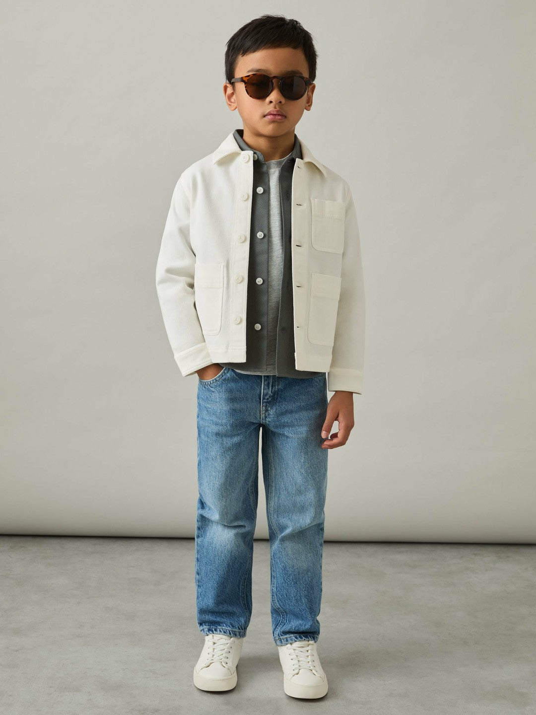 Reiss Cotton-Blend Work Jacket in Off White
