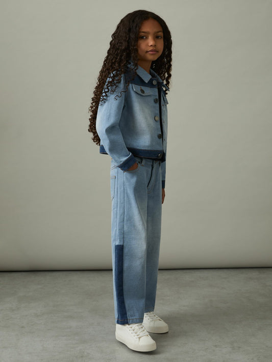 Reiss 4-9 yrs Patchwork Denim Jeans Two-Tone in Blue