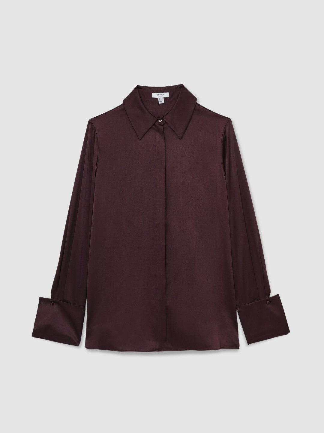 Reiss Silk Double-Cuff Button-Through Shirt in Red