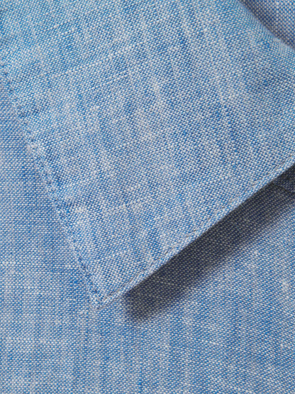 Reiss Linen Button-Through Shirt in Blue