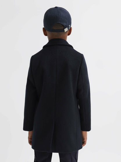 Reiss 3-9 yrs Single Breasted Overcoat in Navy