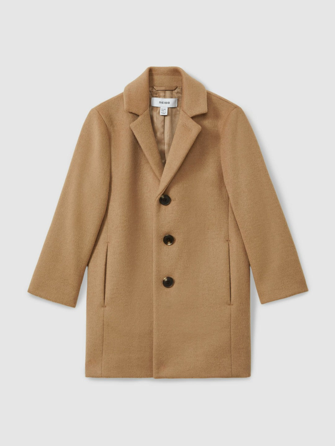 Reiss 9-13 yrs Single Breasted Overcoat in Camel