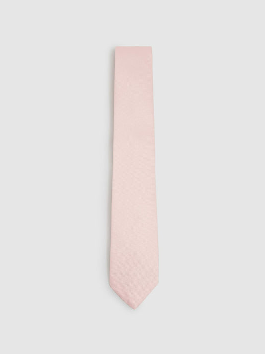 Reiss Textured Silk Blend Tie in Light Pink
