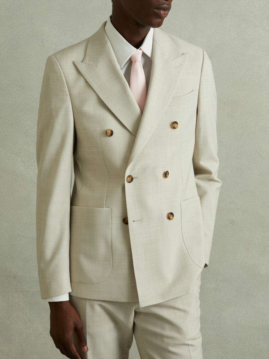Reiss Textured Silk Blend Tie in Light Pink