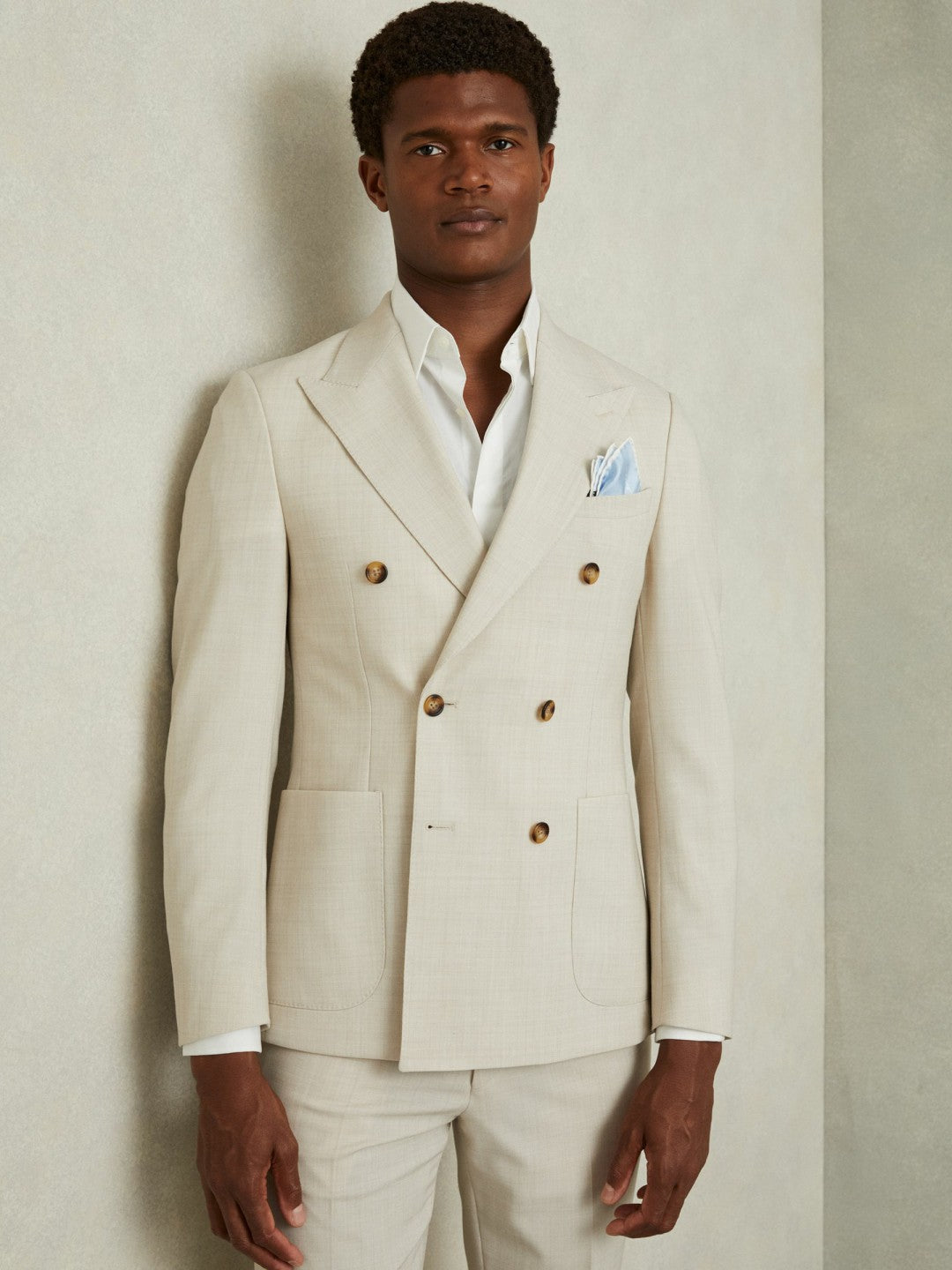 Reiss Ceremony Light Blue Silk Pocket Square