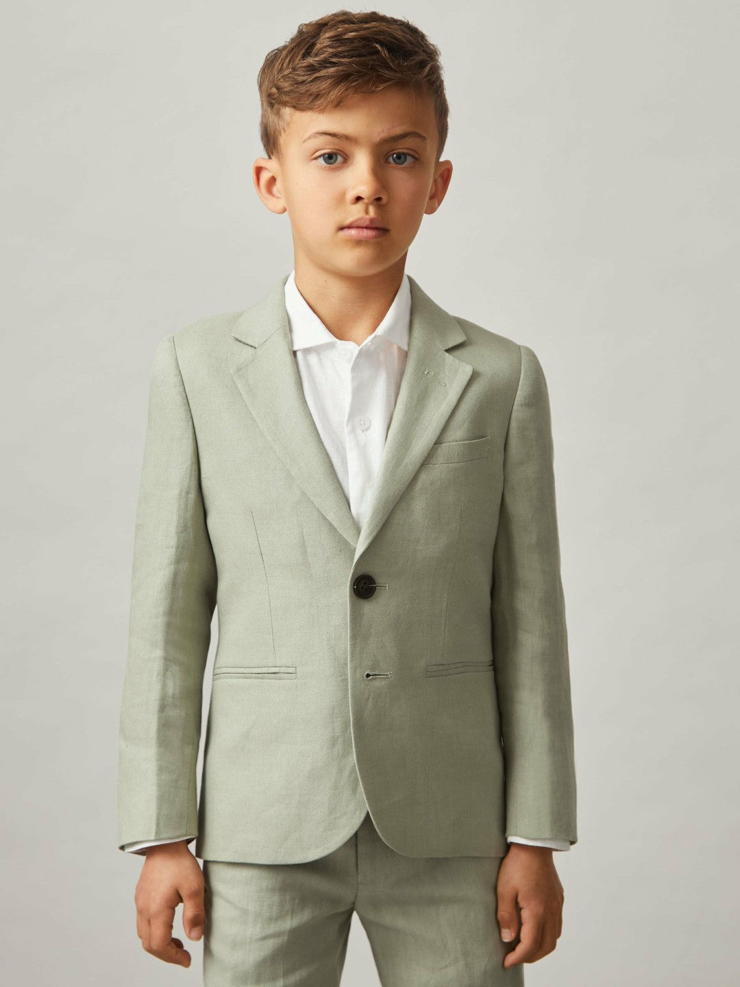 Reiss 3-9 yrs Linen Single Breasted Blazer in Apple