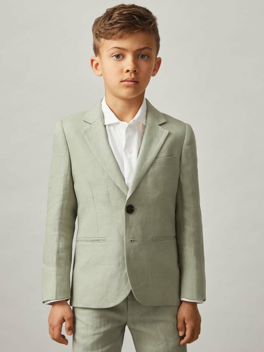 Reiss 3-9 yrs Linen Single Breasted Blazer in Apple