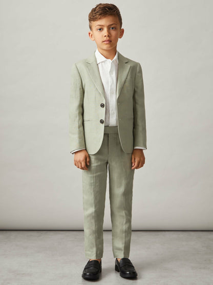 Reiss 3-9 yrs Linen Single Breasted Blazer in Apple