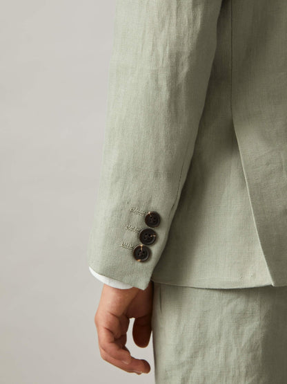 Reiss 3-9 yrs Linen Single Breasted Blazer in Apple