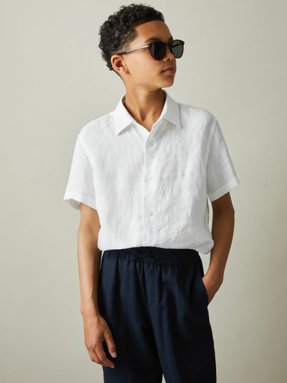 Reiss 3-9 yrs Short Sleeve Shirt in White