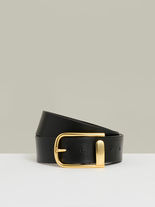 Reiss Leather Half Keeper Belt in Black