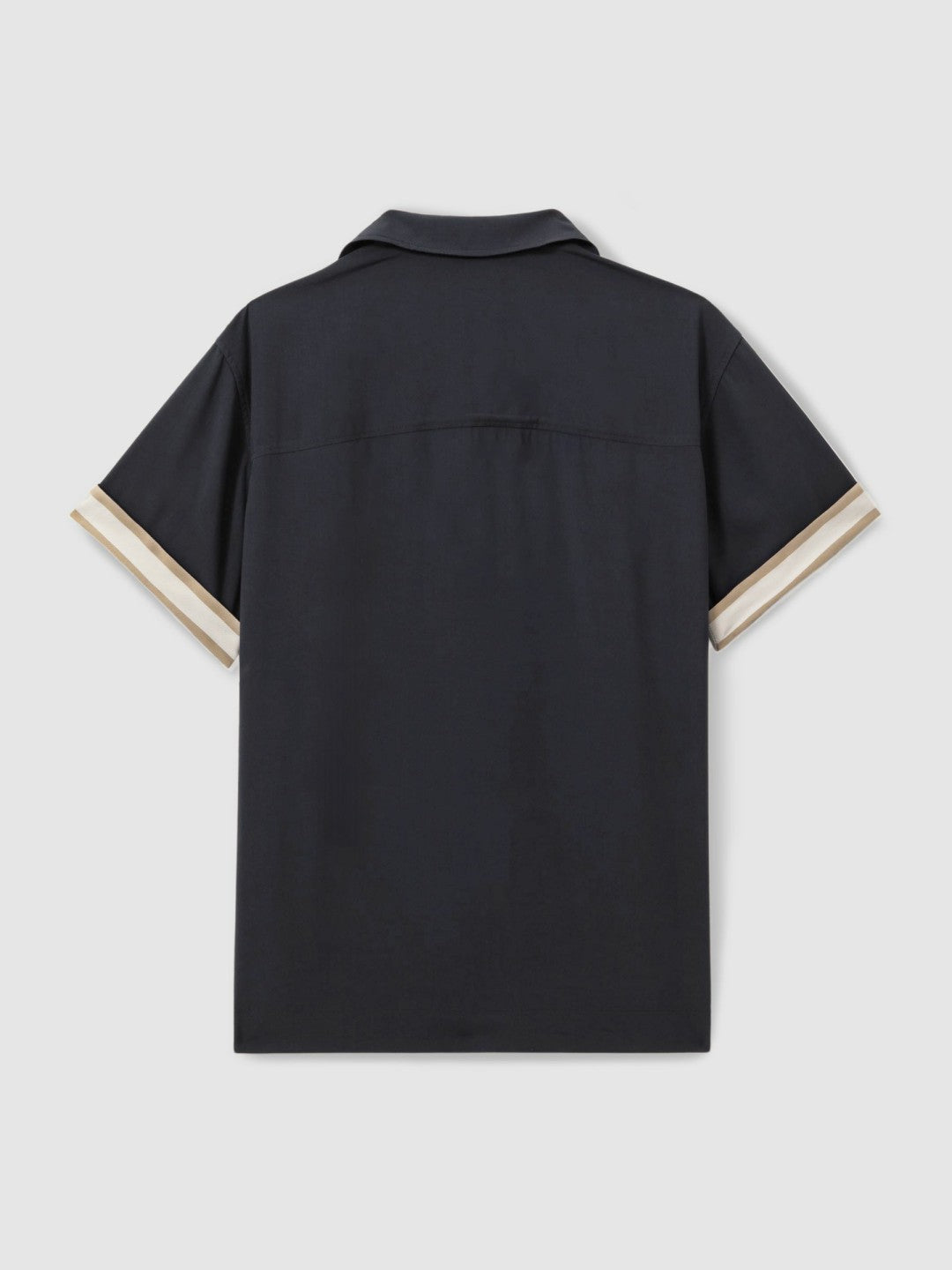 Reiss | Ché Cuff Detail Cuban Collar Shirt in Navy
