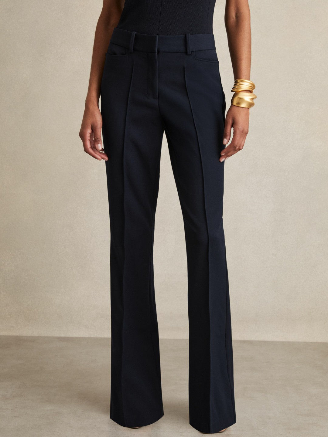 Reiss Flared Suit Trousers in Navy