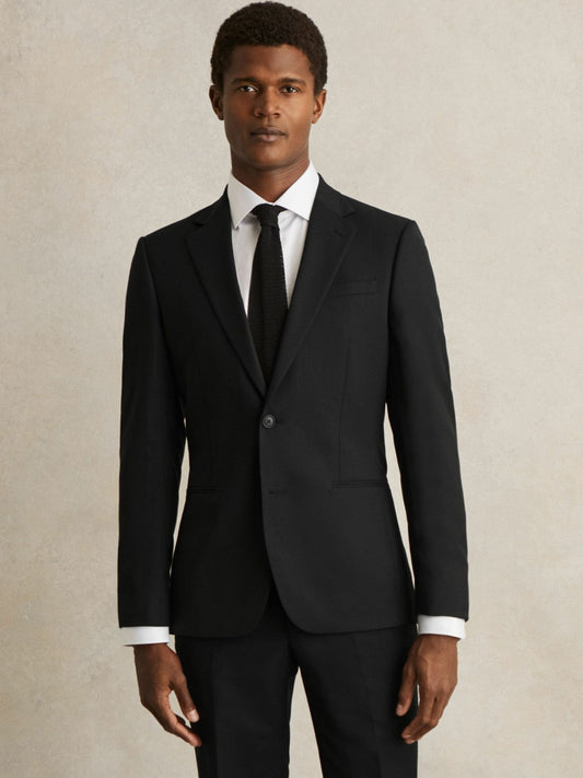 Reiss Wool-Blend Single-Breasted Suit Jacket Slim-Fit in Black