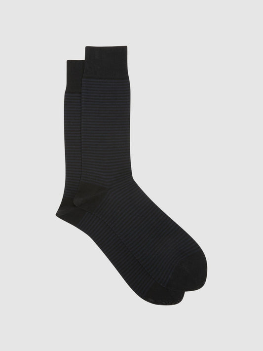 Reiss Striped Socks in Black/Navy