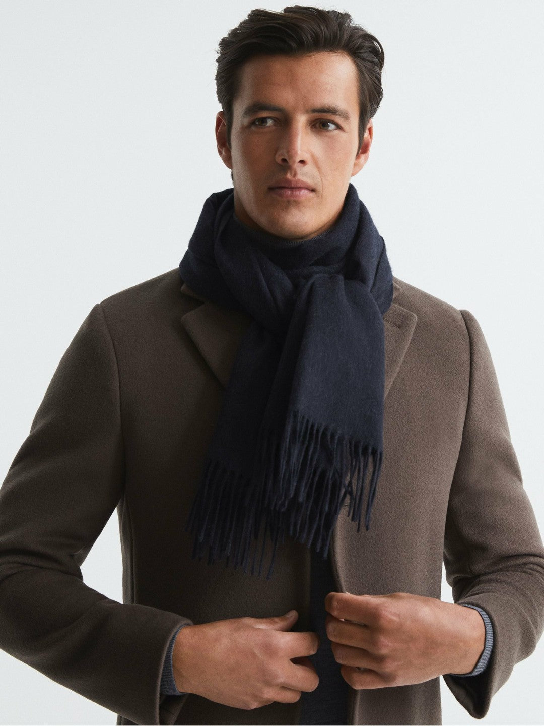Reiss Wool and Cashmere Scarf in Navy