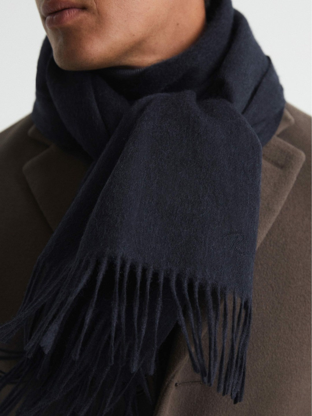 Reiss Wool and Cashmere Scarf in Navy