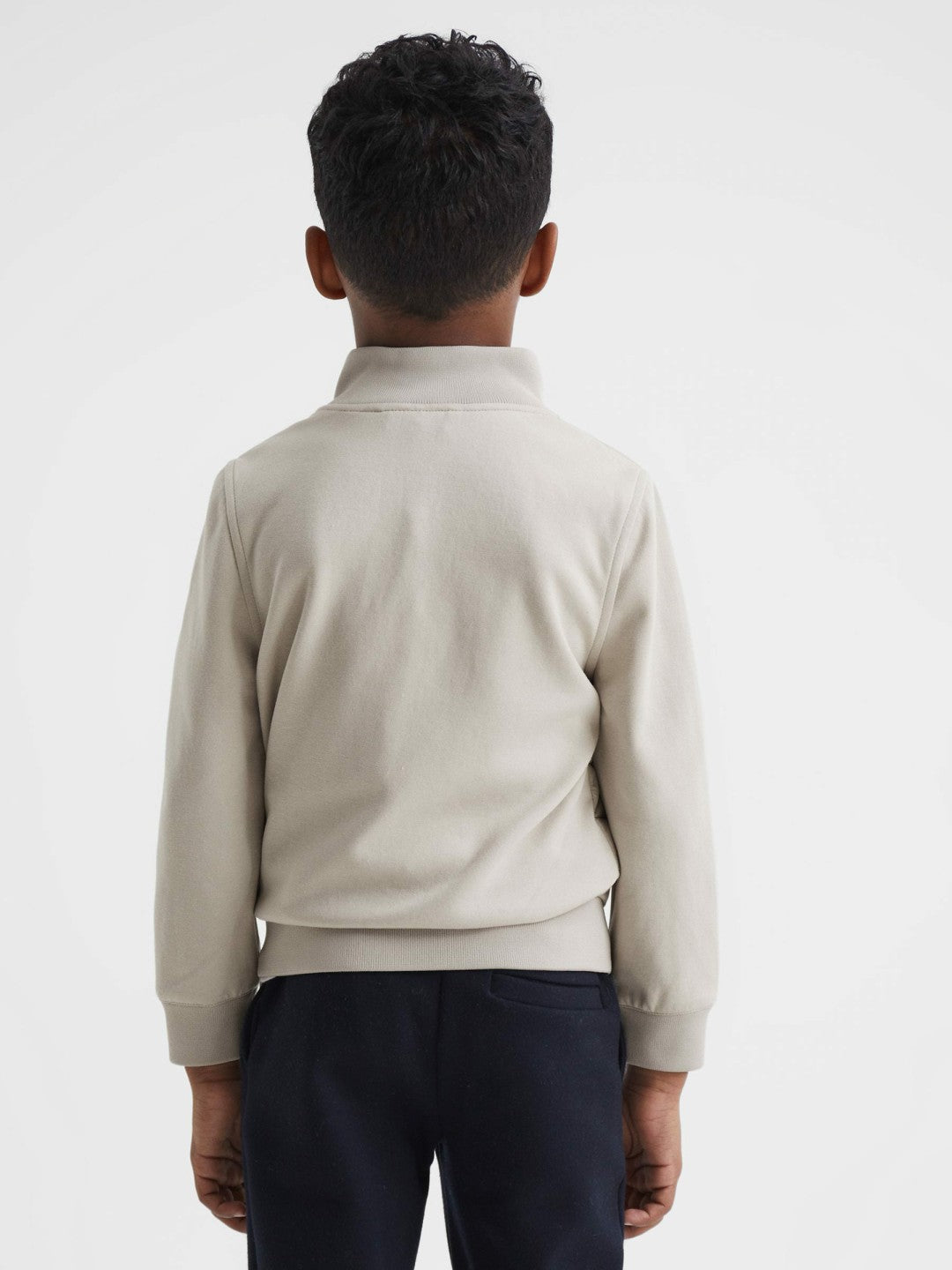 Reiss 3-9 yrs Funnel Neck Quilted Hybrid Jacket in Stone