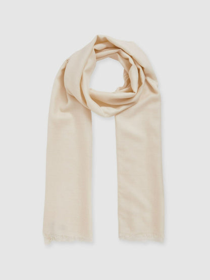 Reiss Wool-Cashmere Lightweight Scarf in Off White