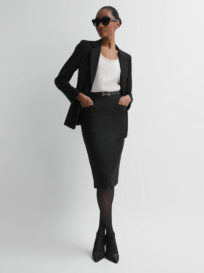 Reiss Petite Tailored Pencil Skirt in Black