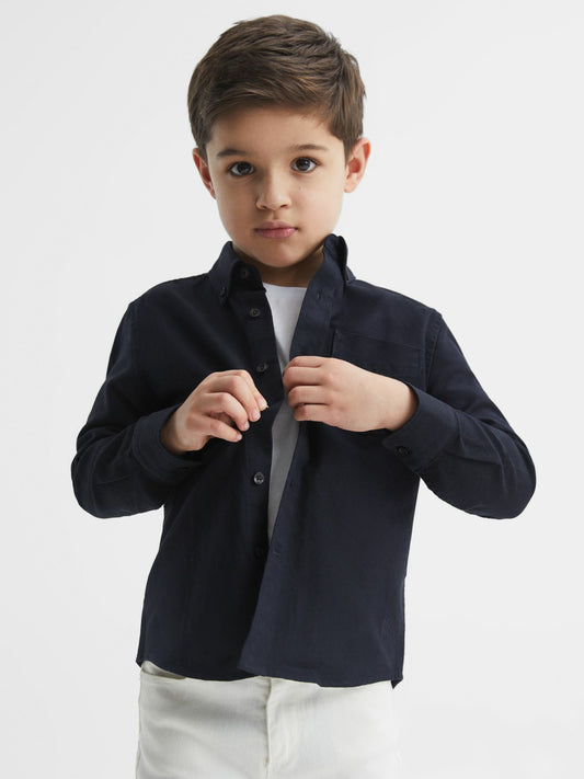 Reiss 3-9 yrs Button Down Oxford Shirt in Navy