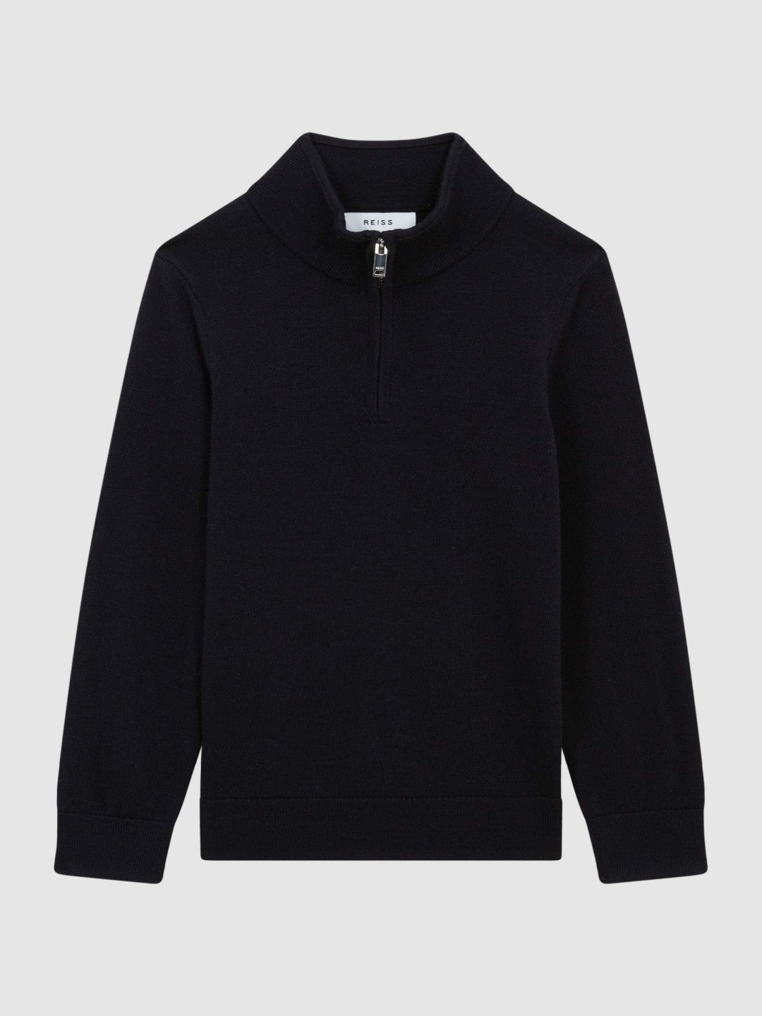 Reiss 3-9 yrs Merino Wool Zip-Neck Jumper in Navy