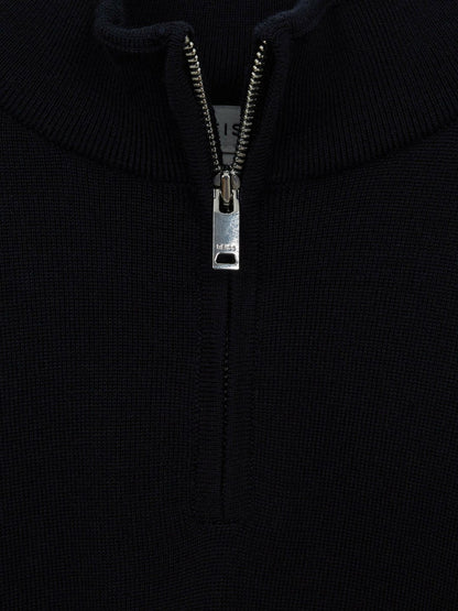 Reiss 3-9 yrs Merino Wool Zip-Neck Jumper in Navy