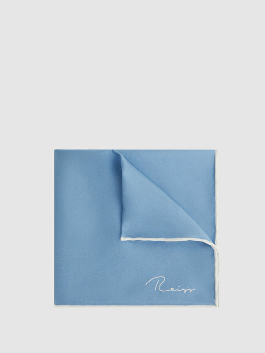 Reiss Plain Silk Pocket Square in Soft Blue