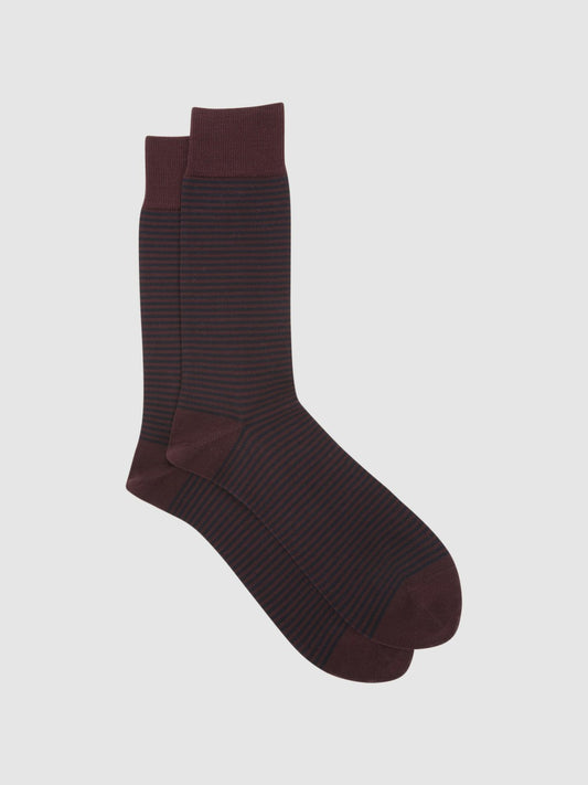 Reiss Striped Socks in Bordeaux