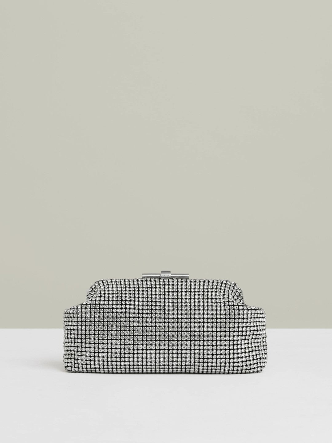 Reiss Embellished Clutch Bag in Silver