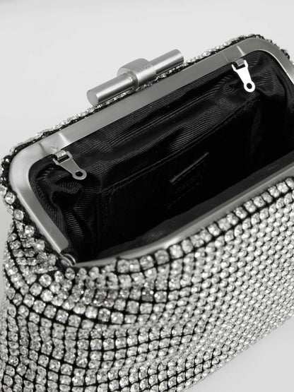 Reiss Embellished Clutch Bag in Silver